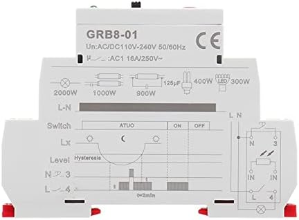 PIKIS GRB8-01/02 Alkonyat Kapcsoló, Érzékelő AC110V-240V Fotoelektromos Időzítő Fény Érzékelő Relé (Méret : GRB8-02 AC110-240V)