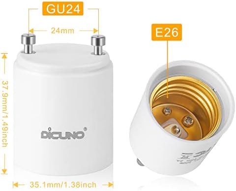 DiCUNO GU24, hogy E26 Adapter 160℃ hőálló Maximális Teljesítmény 200W GU24 Pin-Bázis E26 Standard Közepes Bázis Aljzat Átalakító