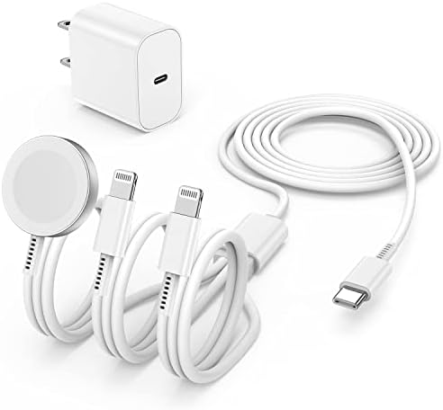 Upgrated USB-C Töltő Apple Nézni, de iPhone,6 láb 3-in-1 iWatch Mágneses Töltés Kábel Kompatibilis Apple Nézni Sorozat 8/SE/7/6/5/4/3/2/1,Lightning