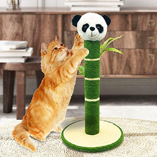 Tfwadmx Macska Karcolás után 23 hüvelyk Magas Macska Hozzászólás Természetes Szizál Macska Kaparó 3D Bambusz Levelek Panda Alakú macskakarmolás