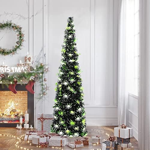 Antna 5FT felugró Mesterséges karácsonyfa Pók Sequin Dekorációk , Összecsukható Csillogó Karácsonyi Clearance Fa Haza Fél Kültéri