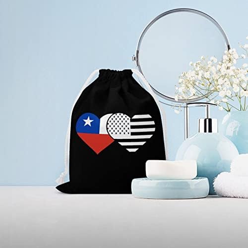 Chile, Fekete Amerikai Zászló Vászon Tároló Táska Újrahasználható Zsinóros String Táska Tok Táska, Bevásárló Táska, Otthon, Utazás