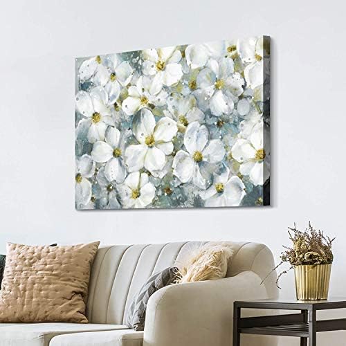 MŰVÉSZI UTAT Absztrakt Virág Wall Art Kép: Fehér Virágos Grafika, Festmény, Vászon Nappali (36W x 24H,Multi-Méretű)