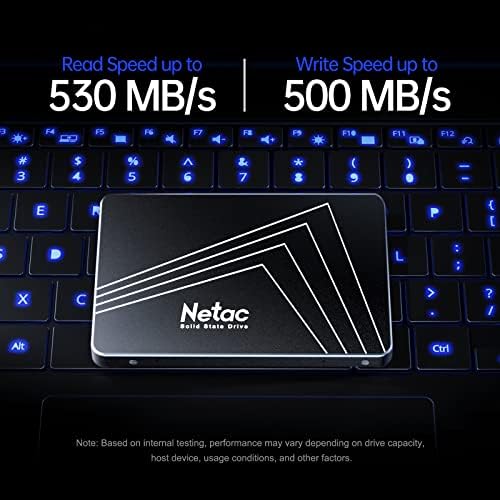 Netac 128GB SSD, SATA 3.0 6 gb/s 2,5 Hüvelykes 3D-s NAND 510MB/S, Fekete - N530S