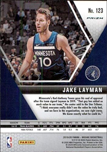 2019-20 Panini Mozaik Visszamenőleges Narancs 123 Jake Laikus Minnesota Timberwolves NBA Kosárlabda Trading Card