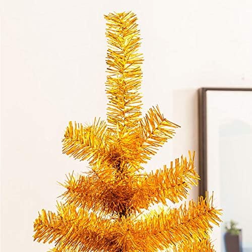 DULPLAY Környezetbarát Arany Mesterséges karácsonyfa,csuklós Természetes Alpesi Fém Állvány karácsonyfa Díszített Fa Beltéri Kültéri-Arany