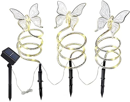 3 Solar Spirál Pillangó Kert Tét Fények, 45 LED 8 Világítási Módok Pillangó Figurák Dekoratív Kerti Út Fények Vízálló a Kert,