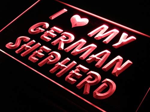 ADVPRO Szeretem a német Juhász Kutya, Kisállat LED Neon Sign Piros 12 x 8,5 Cm st4s32-s052-r