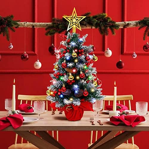 Fayavoo Mini karácsonyfa, 24 Hüvelyk Mesterséges Asztali karácsonyfa 50 LED-es Lámpák, Asztali Kis karácsonyfa, Karácsonyi Labdát
