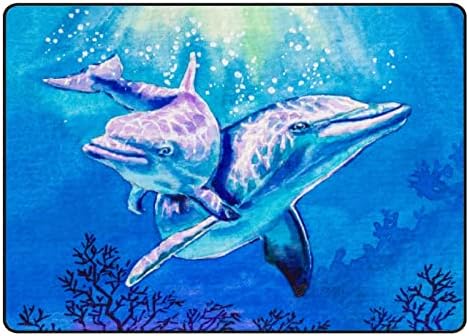 Tele Beltéri Szőnyeg Játszani Mat Delfinek Kék Óceán Nappali Hálószoba Oktatási Gyerekszoba Szőnyeg Terület Szőnyegek 80x58in