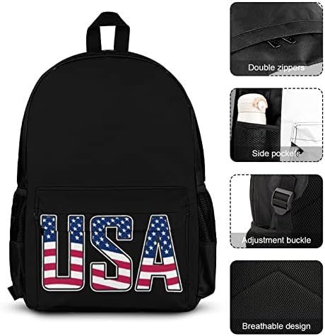 USA Szó Vagy Szöveg Amerikai Zászló Hátizsákok Meghatározza az Iskola Utazási Daypack Nyomatok Bookbag az Ebéd Táskát, tolltartót,