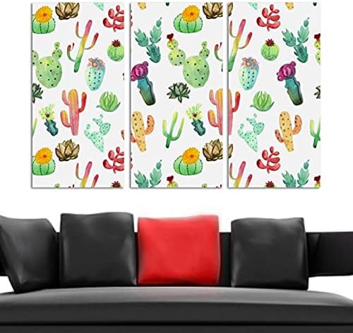 A Wall Art a nappaliban, olajfestmény, Vászon, Nagy Bekeretezett Vibráló Kaktusz pozsgás növények Mű Haza Hálószoba Decor 24x48