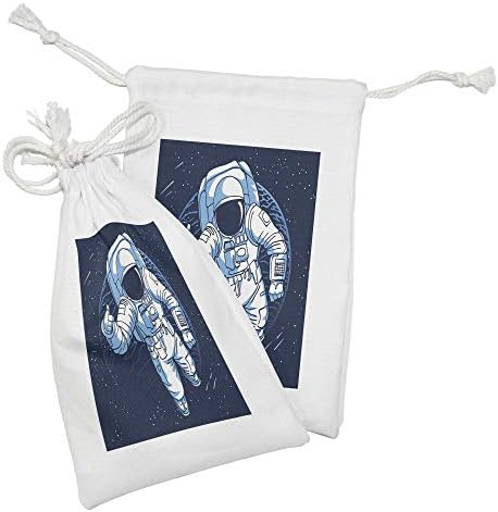 Ambesonne Űrhajós Szövet táska 2, Rajzfilm Design egy Űrhajós a Csillagos Űrben, Kis Zsinórral Táska Pipere Maszkokat, Szívesség, 9