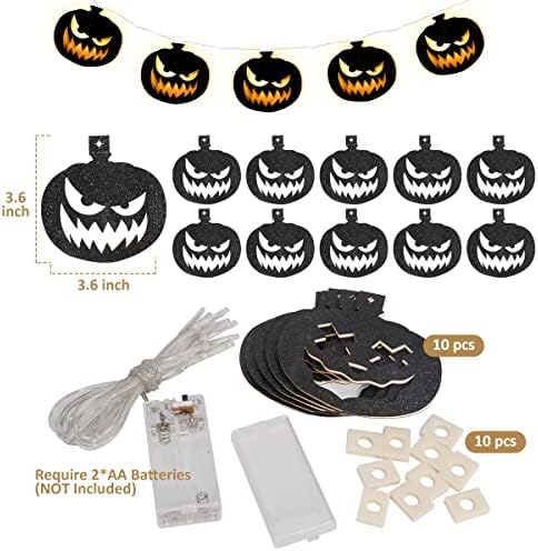 Halloween Sütőtök String Fények, Fekete Sütőtök Papír String LED Lámpák String Fények, elemes Halloween Világítás Beltéri Kültéri