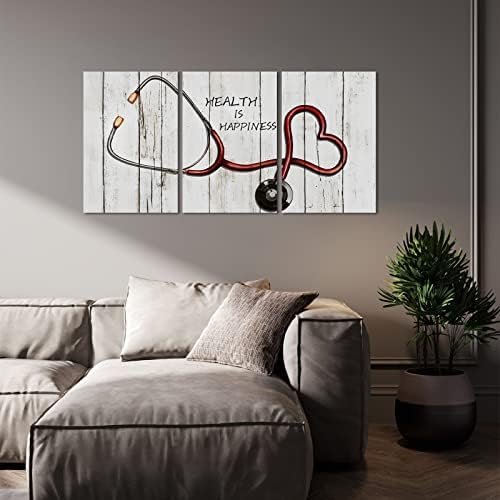 HOMEOART Klinika Wall Art Orvosi Műszer Piros Echometer Festmény Egészségügyi Idézet Ujjlenyomat, Vászon Doktor Jelen Nővér Napi