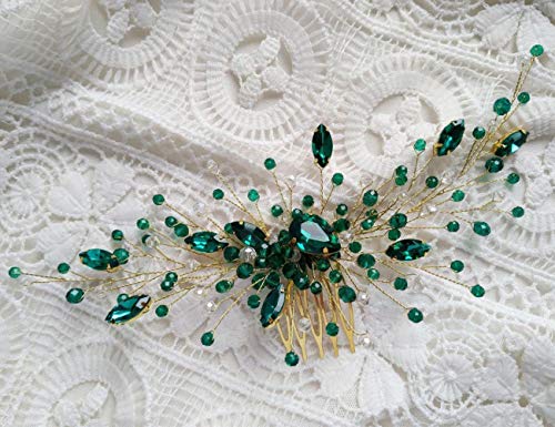 Menyasszonyi Zöld Kristály Haj Fésű Smaragd Haj Szőlő Malachit Zöld Esküvői Fejdísz Bál Fesztivál Haj Kiegészítők Nők, Lányok