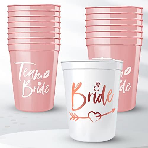 MGupzao Lánybúcsú Szívességet Csésze ifjú Menyasszony Csapat 15PCS Féltől vásárolt kellékeknek a lánybúcsú, Rózsaszín, Fehér, Műanyag Poharakból