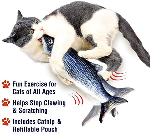 Ontel Abban Hal Interaktív Macska Játék a Macskamenta & Halászati Pole - Touch Aktív, Újratölthető Kisállat Játék, hogy Segít Csökkenteni