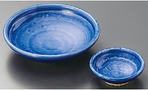 山下工芸(Yamashita kogei) Yamasita Kézműves 11022090 Kerek Sashimi Fű, a Kék Máz, x 5.7 5.7 x 1,4 cm (14.5 x 14.5 x 3,5 cm)