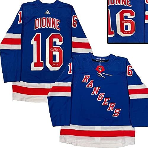MARCEL DIONNE Aláírt New York Rangers Kék Adidas PRO Jersey - HOF 92 - Dedikált NHL-Mezek
