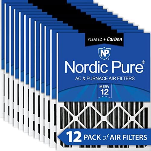 Északi Tiszta 12x24x2 MERV 12 Rakott Plusz Szén-AC Kemence légszűrők 12 Csomag