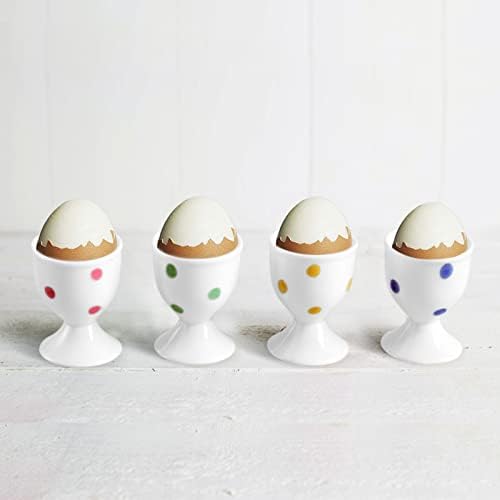 Cinf Kerámia Pöttyös tojástartó Ajándék Szett 4 Porcelán Tartóba Reggeli Főtt Főzés Eszközök Stabil, Könnyen tisztítható Gyerekkori Emlékek
