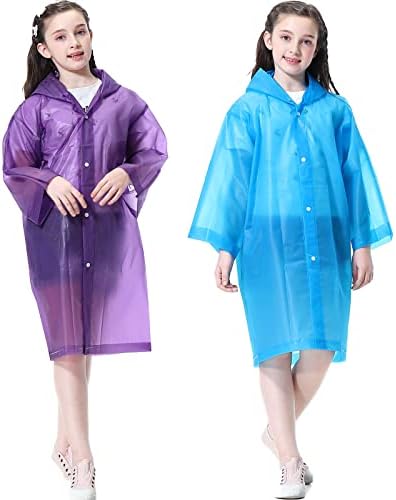 NEOYARDE Esőkabát Gyerekeknek (2 Csomag), EVA Gyermekek Eső Kabát Újrafelhasználható esőkabát Kabát Köpeny a 6-13 Éves Fiúk, Lányok