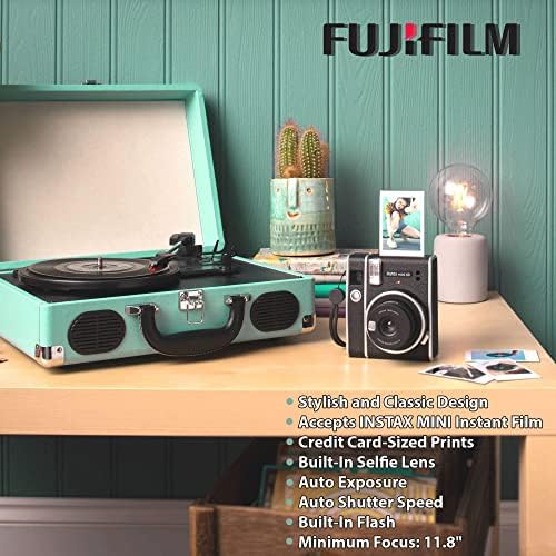 Fujifilm Instax Mini 40 Instant Fényképezőgép, Fekete+ Fujifilm Instax Mini Dupla Csomag Instant Film 2 Csomag (Összesen 40 Lap)- Instant
