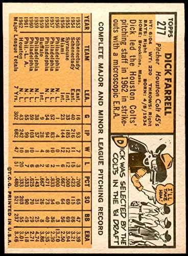 1963 Topps 277 Dick Farrell Houston Colt 45 (Baseball Kártya) NM+ Colt 45 -
