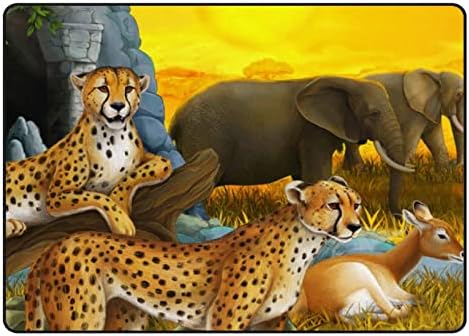Tele Beltéri Szőnyeg Játszani Mat Safari Állatok Gepárd Nappali Hálószoba Oktatási Gyerekszoba Szőnyeg Szőnyeg 80x58inch