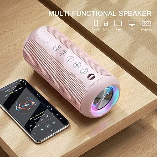 Ortizan Black & Pink Hordozható Bluetooth Hangszóró, IPX7 Vízálló Vezeték nélküli Hangsugárzót 24W Hangos Sztereó Hang