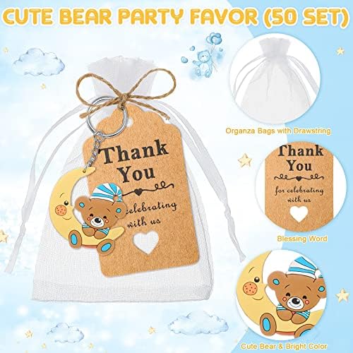 50 Meghatározott Aranyos Medve Keychains a babaváró Buli Szívességet Köszönöm Címkék Organza Zsák a Vendégek Vissza Szívességet