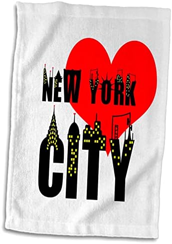 3dRose Elegáns szöveg New York, piros szív, csillogó windows fekete - Törölköző (twl-286453-3)