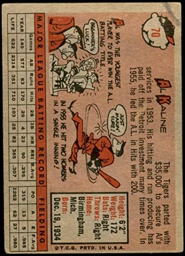 1958 Topps 70 WN Al Kaline Detroit Tigers (Baseball Kártya) (Név, Fehér Betű) FAIR Tigrisek