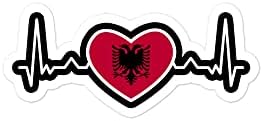 Albánia Zászló Szívverés Matrica Szívét, Pulzusa Vonal EKG albán Büszkeség Hazafias Szerelem Matricák Hazafiság Matrica Laptop, Telefon,