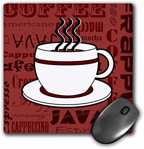 3dRose LLC 8 x 8 x 0,25 Hüvelyk egérpad, Kávét Szerető Ajándék Kávé Szavak Print - Piros (mp_58644_1)