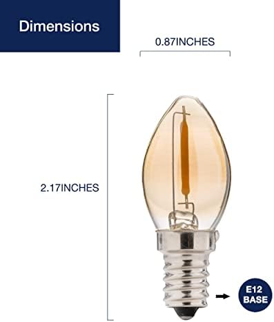 FLSNT C7 LED Gyertyatartót Izzó, Szabályozható LED-es Éjszakai Fény, Izzók, 0,8 W (15W Egyenértékű), E12 Kis Bázis, 2200K Meleg Fehér, sárga