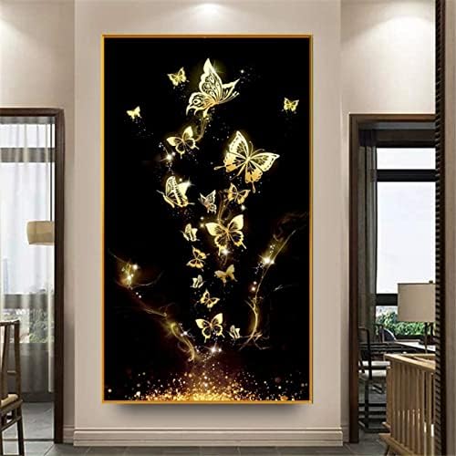 DIY Nagy 5D Gyémánt Festmény Készletek Arany Pillangó Gyémánt Hímzett Kör Teljes Gyakorlat Kézműves lakberendezési (B,40x70cm)