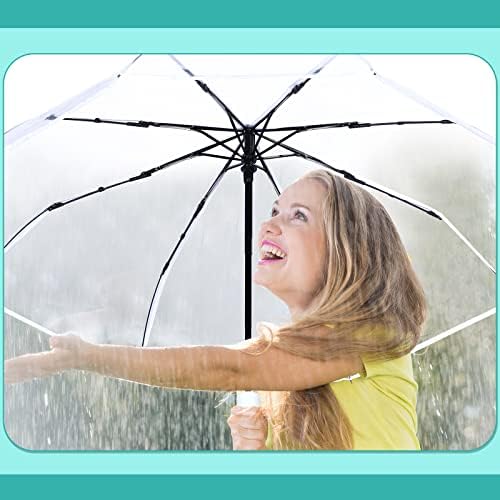 Sanwuta 30 Db Világos, Átlátszó Esernyő Hordozható Esernyő Kompakt Összecsukható Esernyő Auto Nyitva Közel Összecsukható Esernyő,