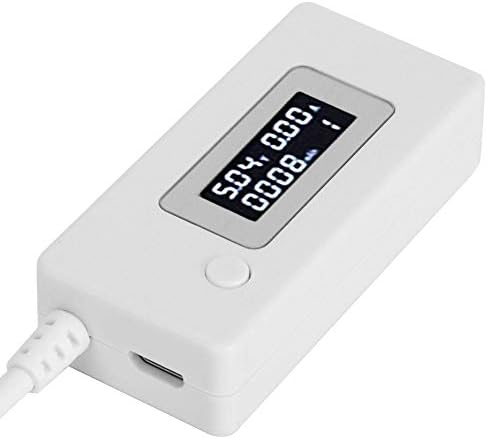 Fafeicy USB Érzékelő Árammérő Voltmérő Töltési Kapacitás Mérő Teszter,LCD Kijelző Háttérvilágítással(Fehér), Nagyáramú