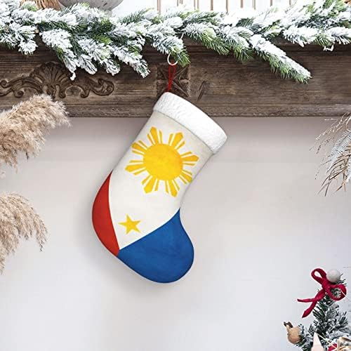 QG ZZX Zászló A Fülöp-szigetek Karácsony Karácsonyi Harisnya Harisnya Kandalló Zokni 18 Cm Ünnepi Dekoráció
