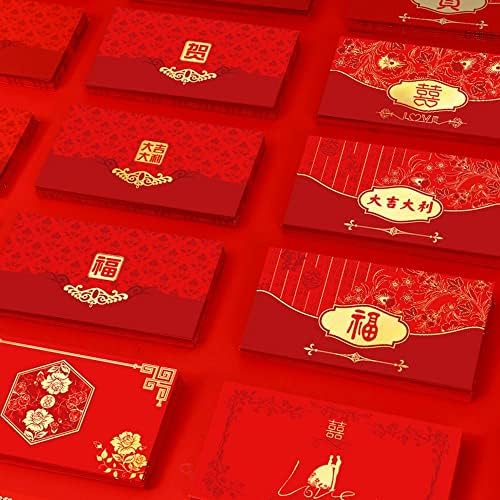 10 Db Piros Boríték Fu Karakter Kínai Hongbao Piros zsebbel, Szerencse, Pénz Új Évben Kedvező Vörös Borítékok Ajándék Csomagolás Zsák(3)