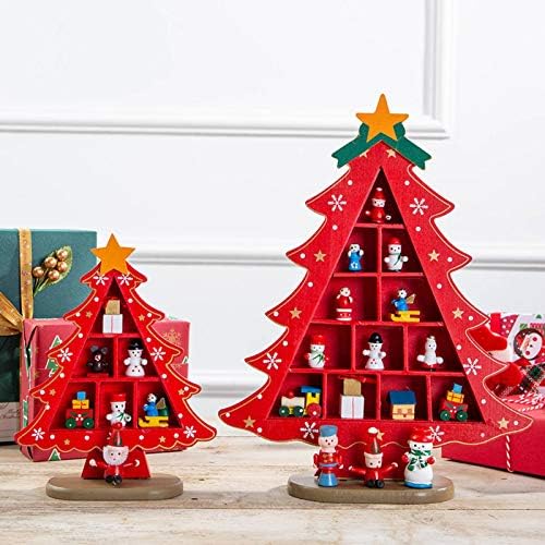 N-márka Karácsonyi Díszek Fából készült karácsonyfa Kreatív Jelenet Elrendezés Díszek Három-Dimenziós Piros Karácsonyi Asztal Asztali Dekoráció