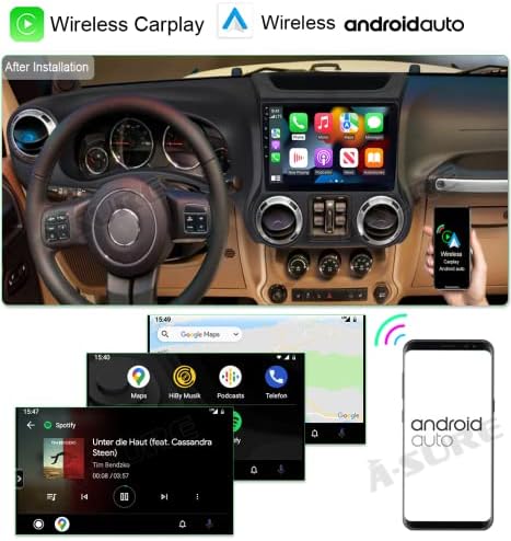 ASURE 10.1 inches 4 magos 2G+32G Android 10 Autó Hifi GPS Navigációs Egység Wrangler JK 2011-2014 Rádió Frissítés Vezeték nélküli