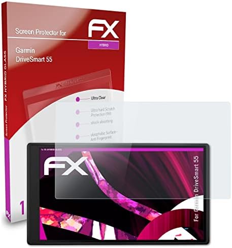 atFoliX Műanyag Üveg Védőfólia Kompatibilis Garmin DriveSmart 55 Üveg Protector, 9H Hibrid-Üveg FX Üveg kijelző Védő fólia,
