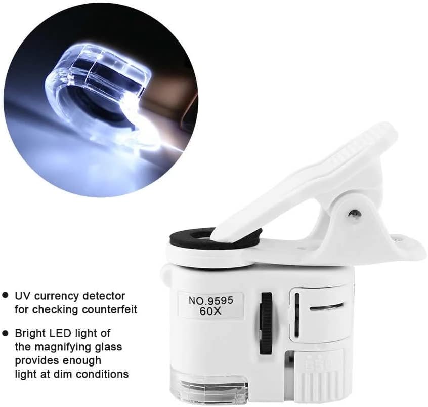 SAWQF Digitális Mikroszkóp 60X Nagyító LED-es UV Fény Mini Mobil Telefon Klip Mikroszkóp Binokuláris Microscopio