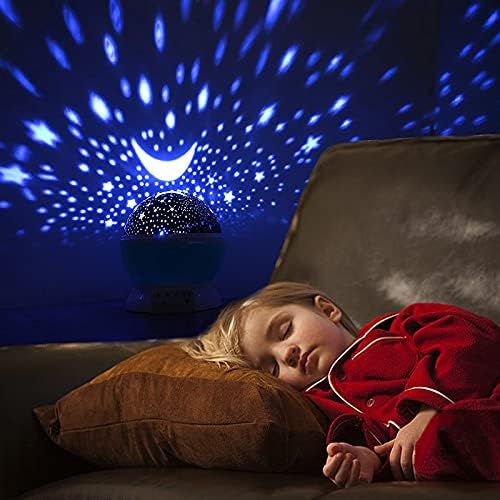 GMLSD Projektor Csillagos Éjszakai Fény,a Gyerekek Hálószoba Decor Projektor Forgó Óvoda Éjszakai Fény Led Baba Lámpa a/Kék / 13x14cm