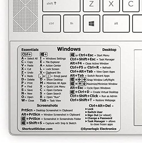 SYNERLOGIC Windows PC Referencia Billentyűparancs Vinyl Matrica, Nem-Maradvány Ragasztó, Bármely PC, Laptop vagy Asztali LG: 3.5x2.95