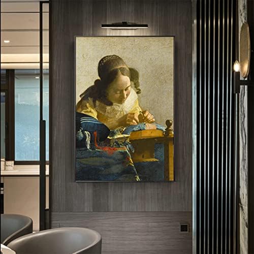 ZZPT A Lacemaker Johannes Vermeer - Olaj Festmény Reprodukció - Nő Álló Nyomatok Poszter - Giclee Vászon Wall Art Otthoni Dekoráció,