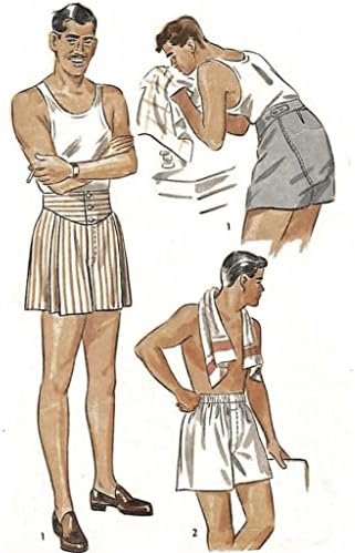 1940-Varrás Minta Férfi rövid gatyában a boxeralsót - Derék 34 (86.4 cm)